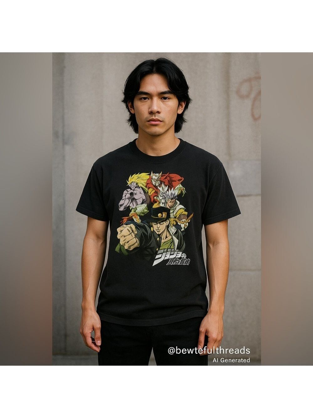 JoJo’s Bizarre Adventure Anime Graphic Tee – Black – Size M (Official VIZ Media)